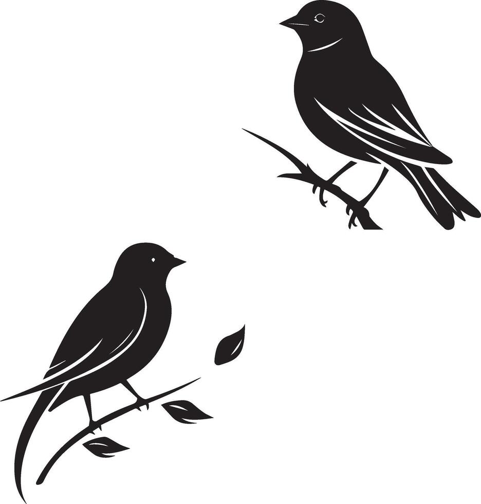 Sparrow bird silhouette branch vector