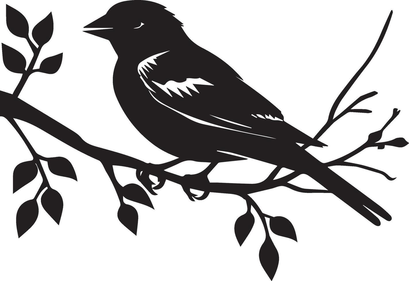 Sparrow bird silhouette branch vector
