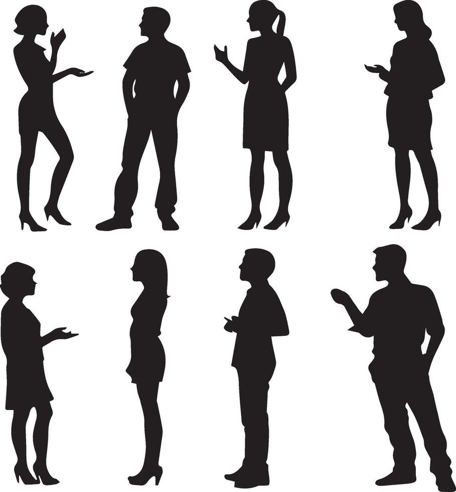 People group standing silhouette on white background vector