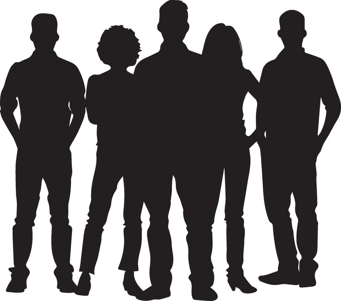 People group standing silhouette on white background vector