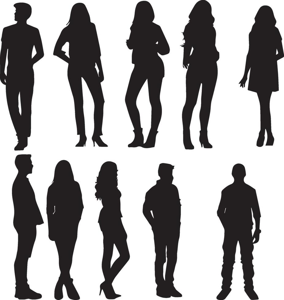 People group standing silhouette on white background vector