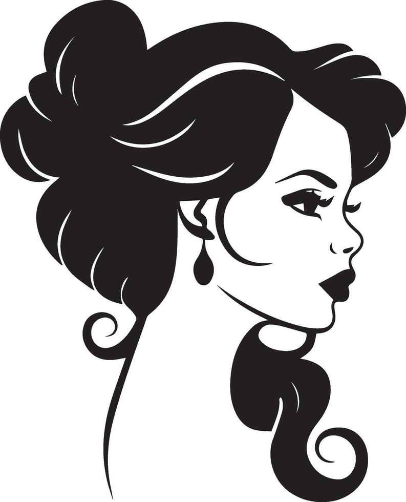 Young girl face icon cameo hair style vector