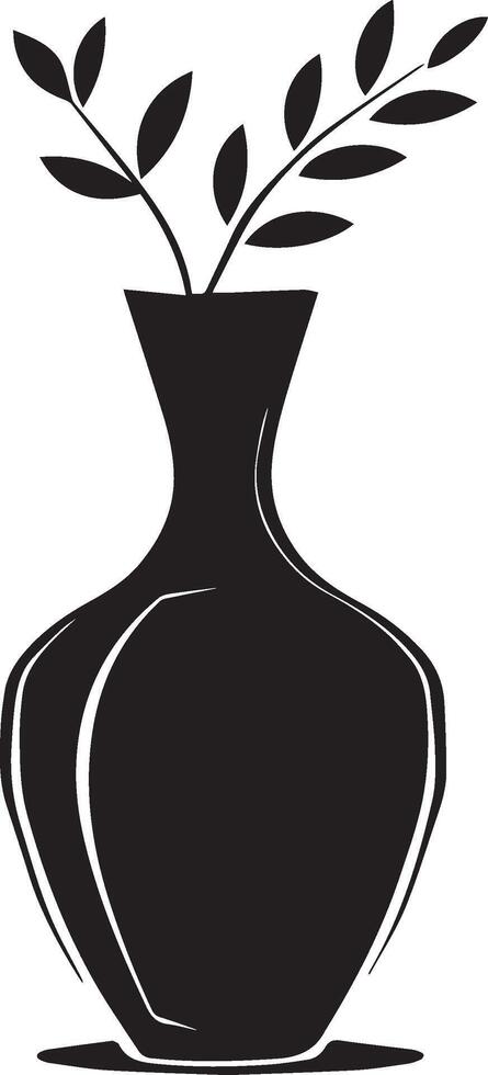 Vase with plant silhouette vector
