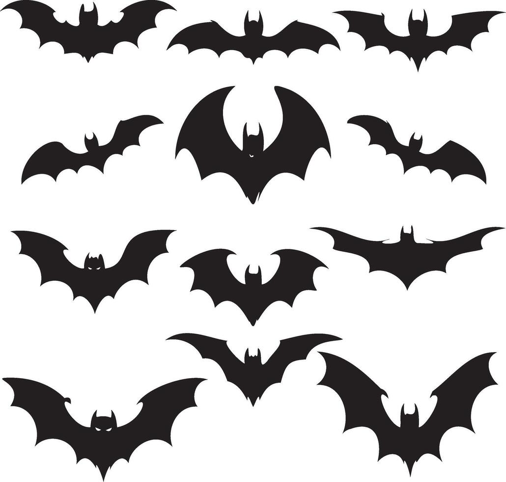 Halloween bats silhouettes vector
