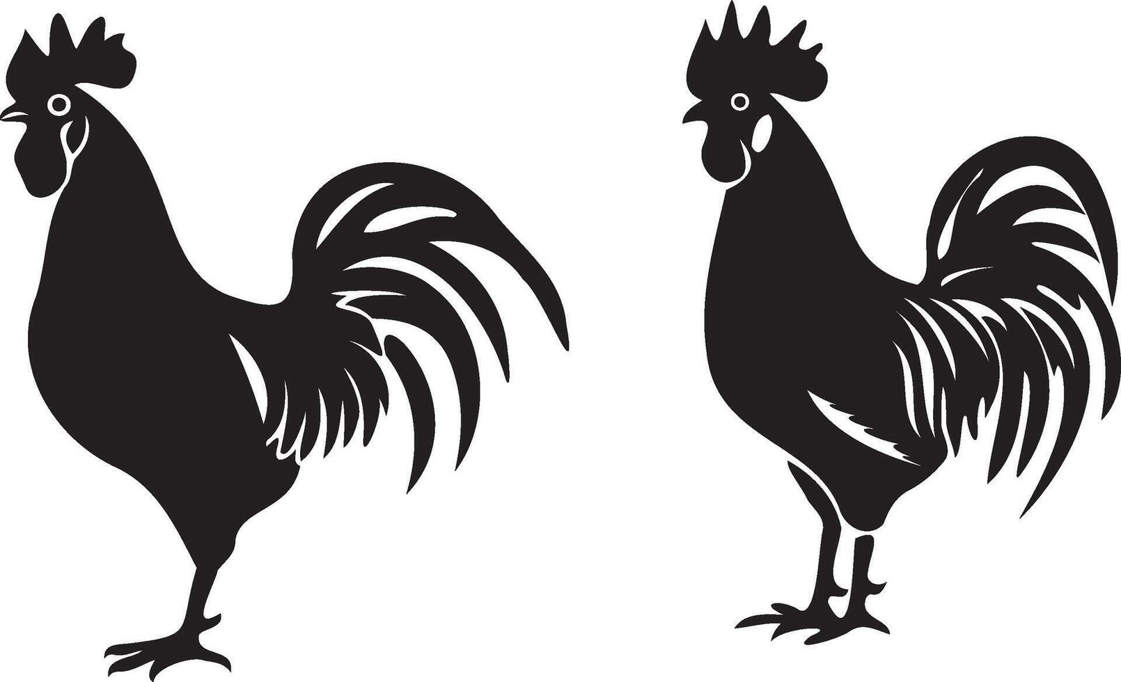 Rooster silhouette on white background vector