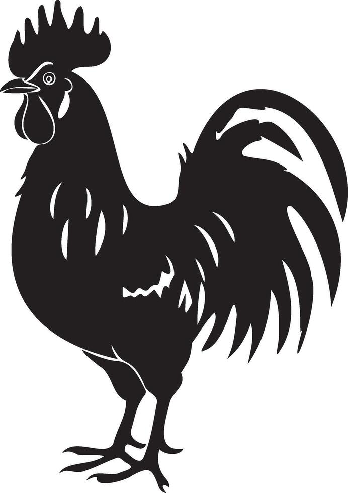 Rooster silhouette on white background vector