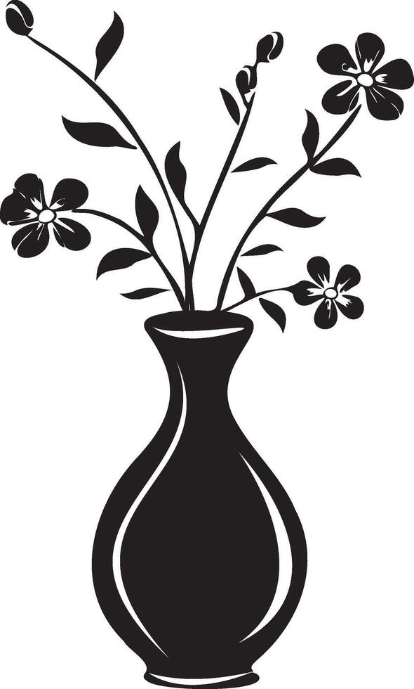 Vase with plant silhouette vector