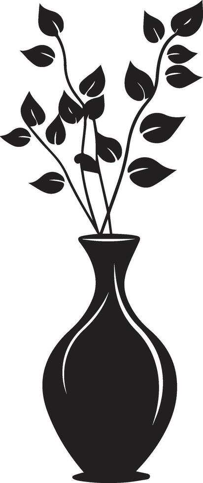 Vase with plant silhouette vector