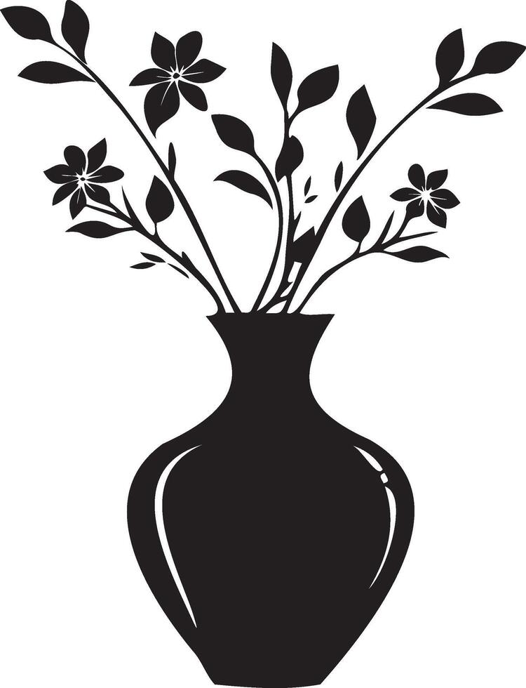Vase with plant silhouette vector