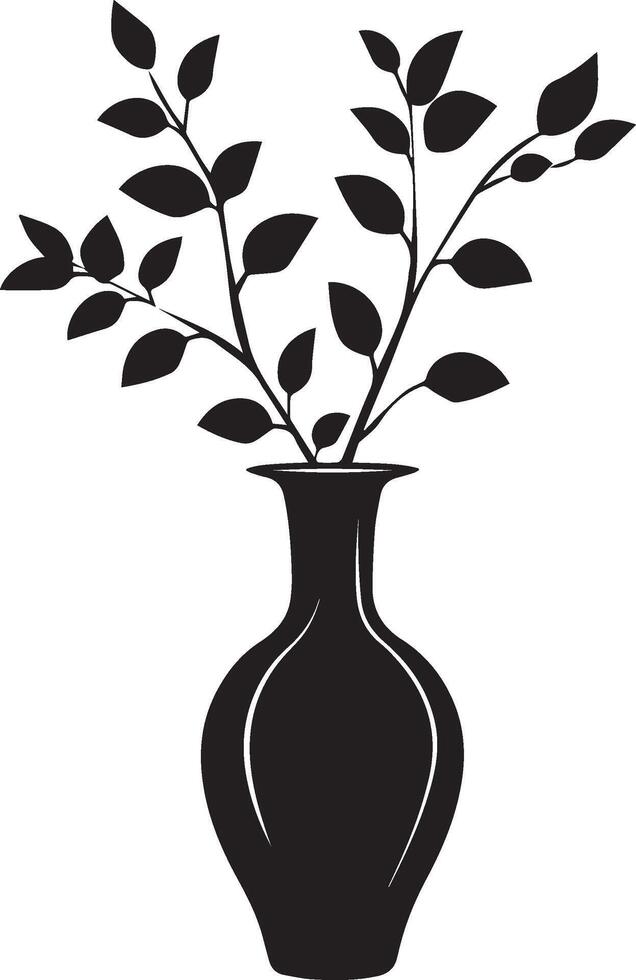 Vase with plant silhouette vector