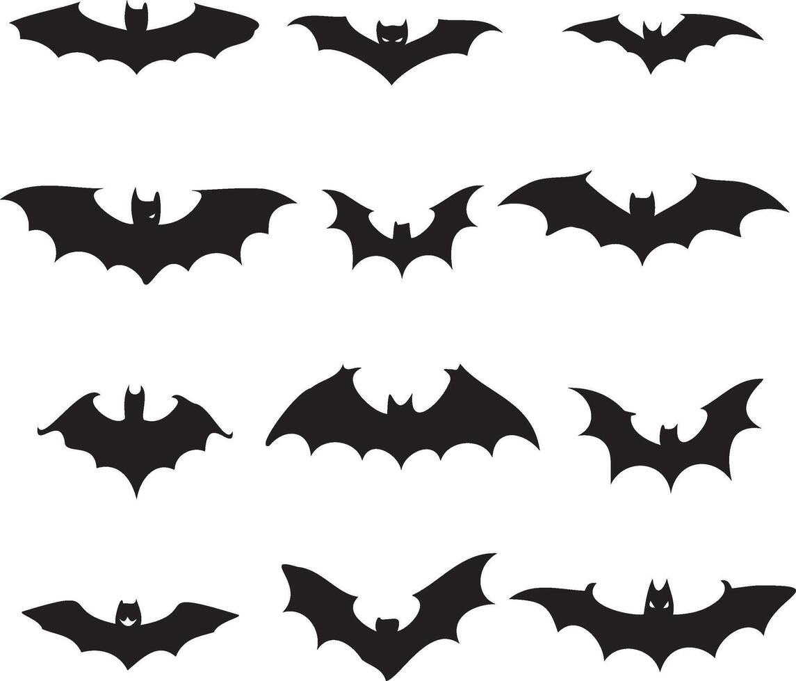 Halloween bats silhouettes vector