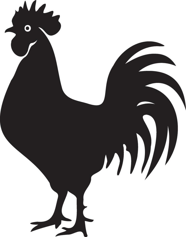Rooster silhouette on white background vector