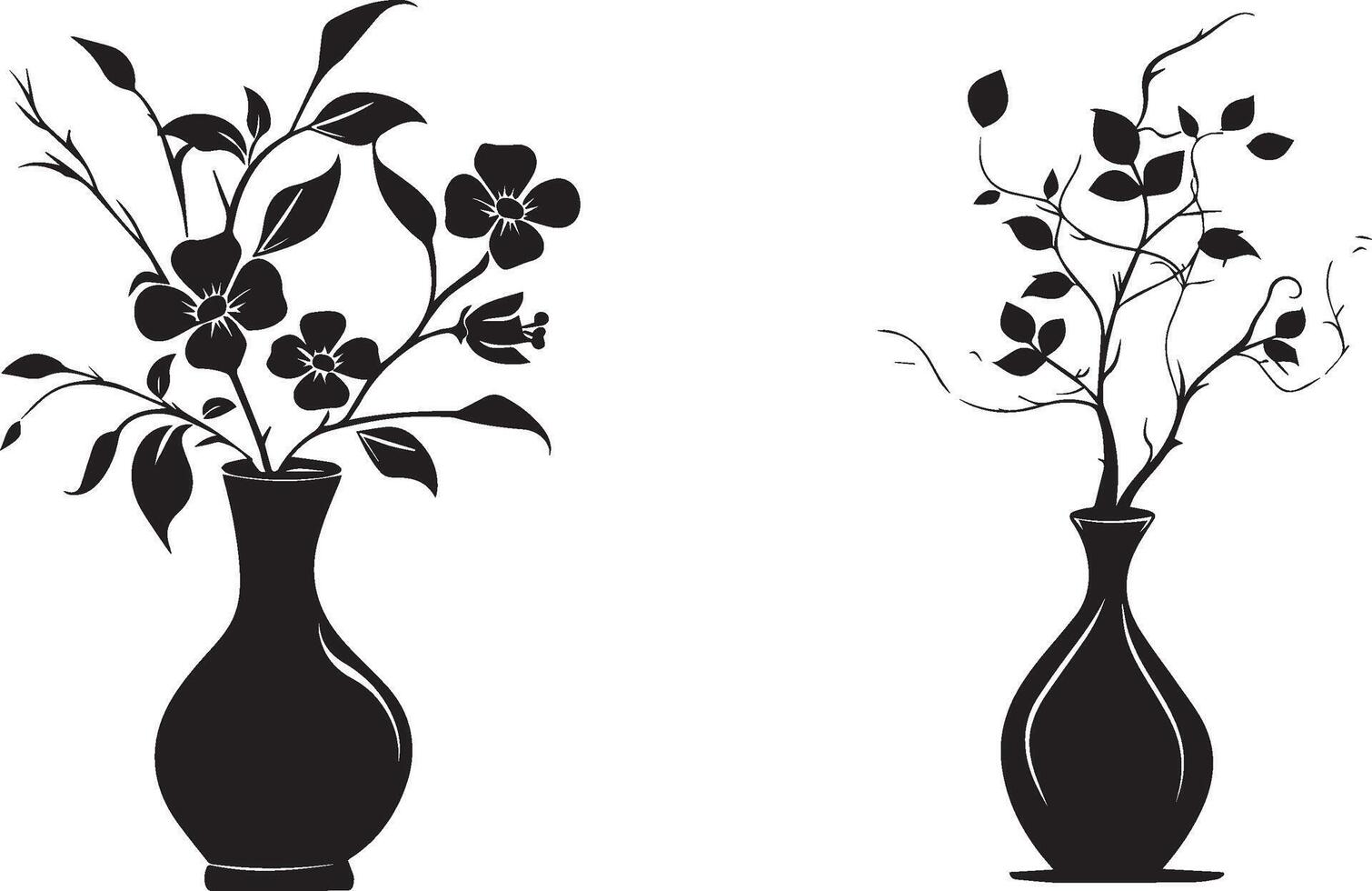 Vase with plant silhouette vector