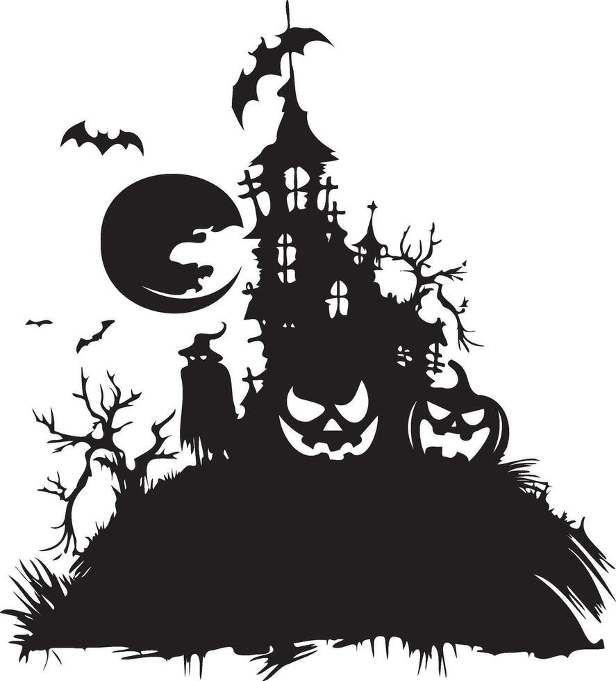 Halloween icons silhouette logo black and white background vector