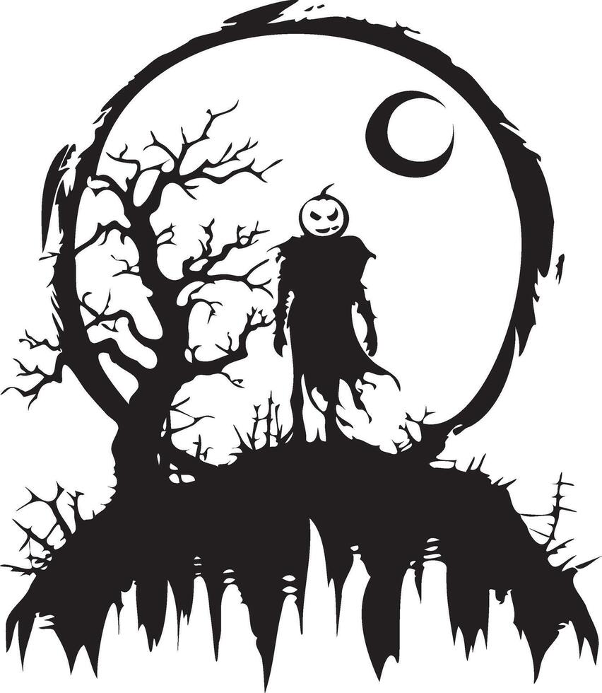 Halloween icons silhouette logo black and white background vector