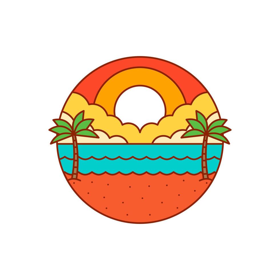 illustration of summer beach monoline or line art style vector