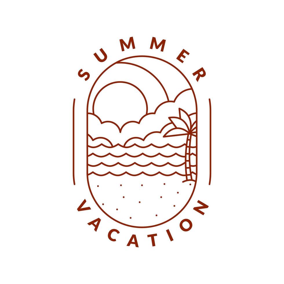 illustration of summer beach monoline or line art style vector