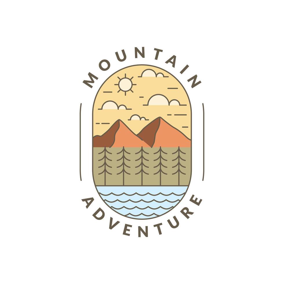 Illustration of mountain monoline or line art style vector