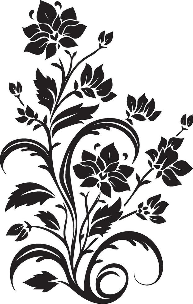 Abstract floral black silhouette vector