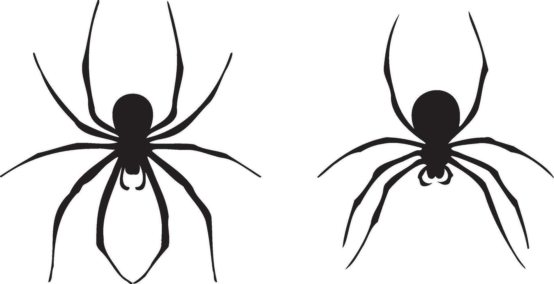 set of black spider silhouette vector