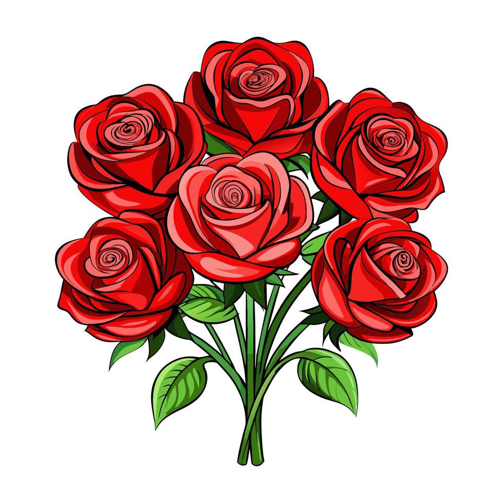 Red roses bouquet icon on white background vector