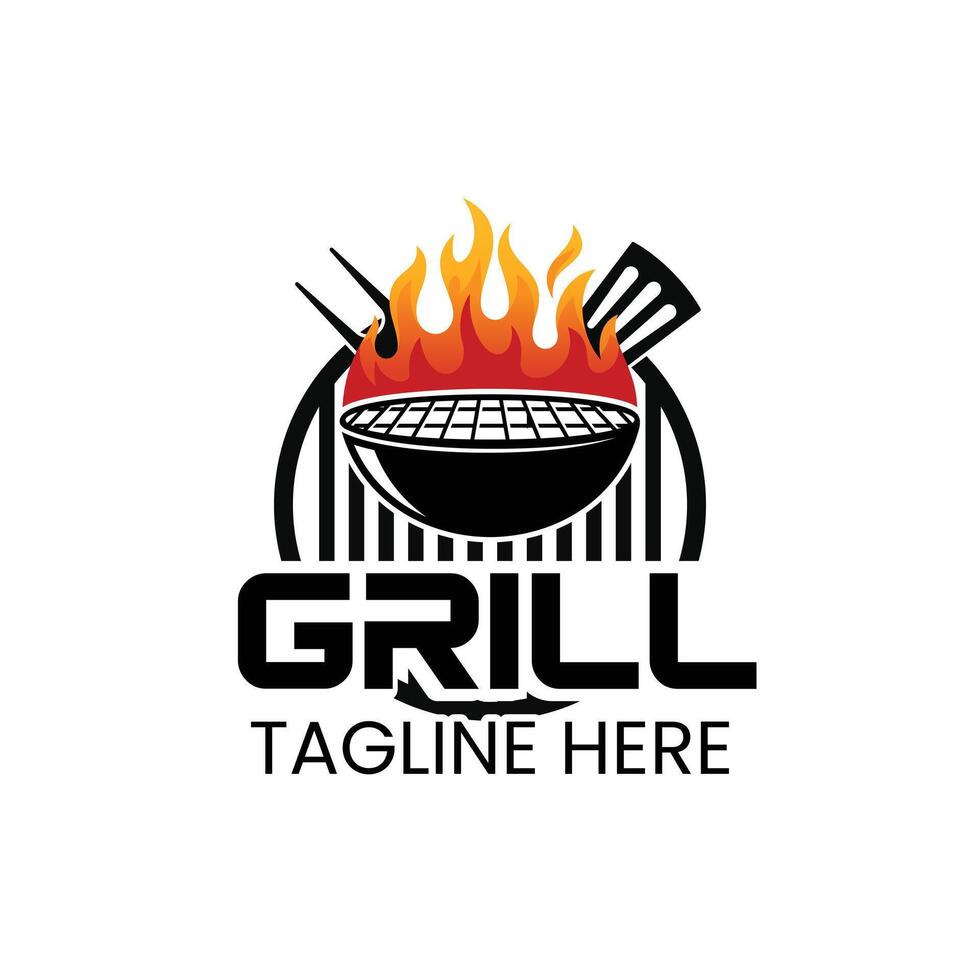 Grill logo design vector