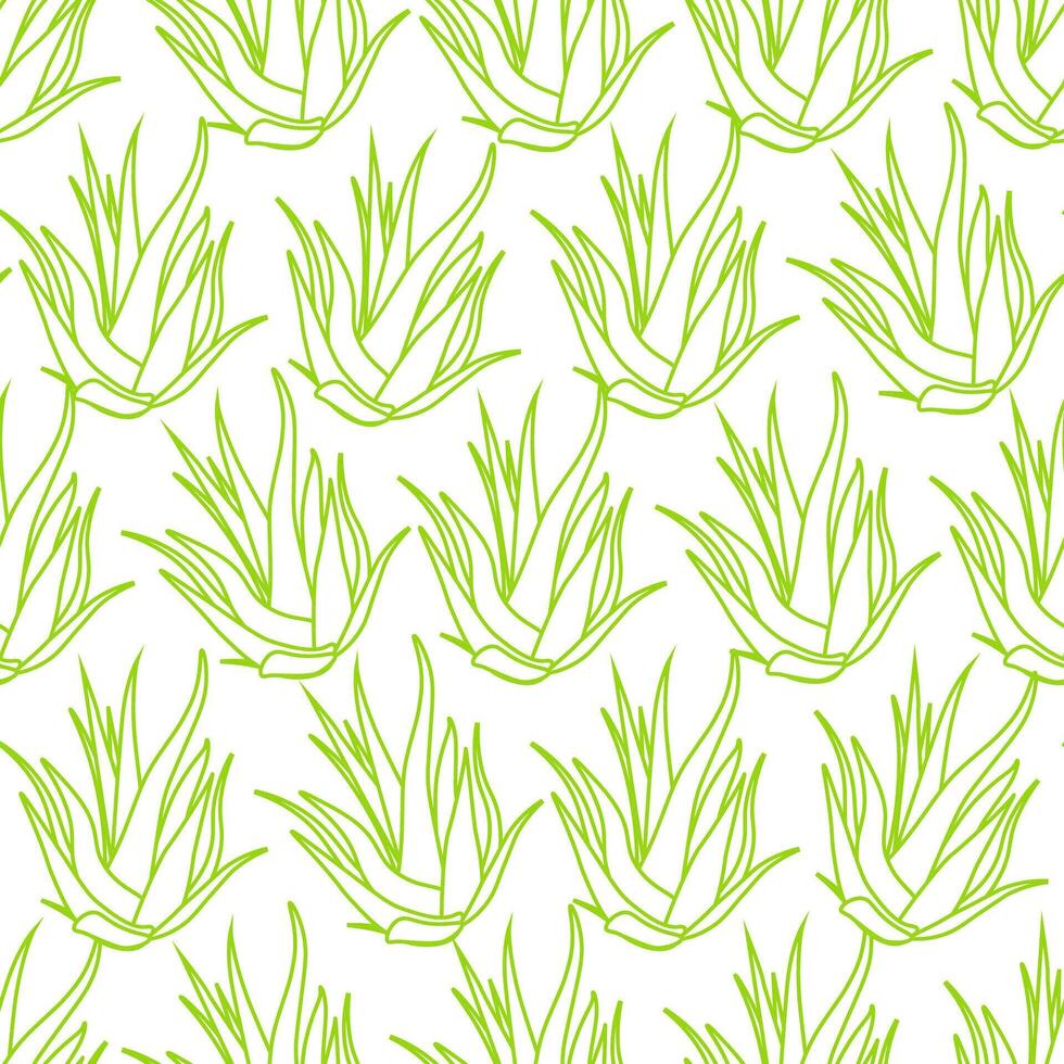 Seamless aloe Vera line pattern vector