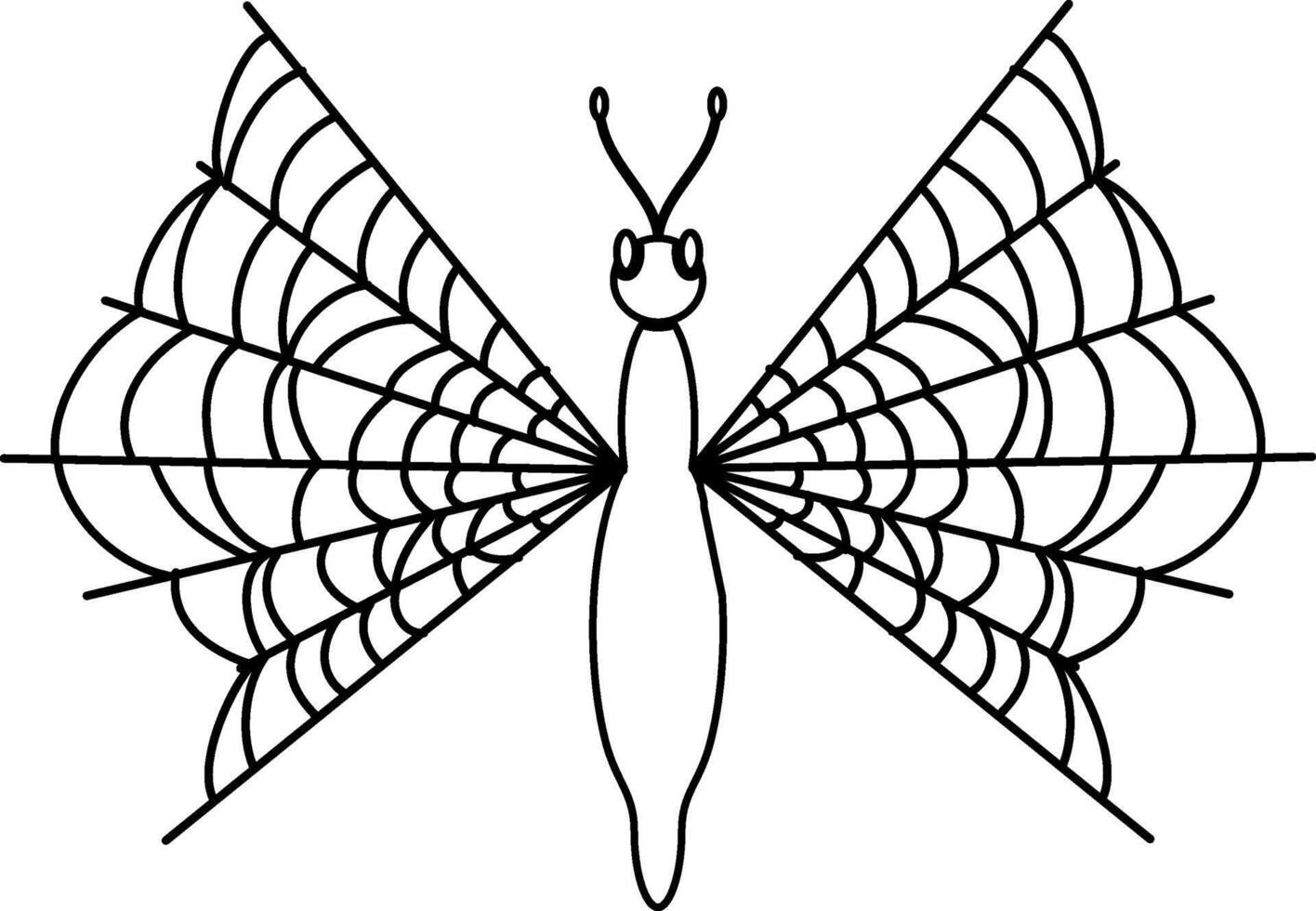 Butterfly with cobweb wings, Halloween decoration. vector
