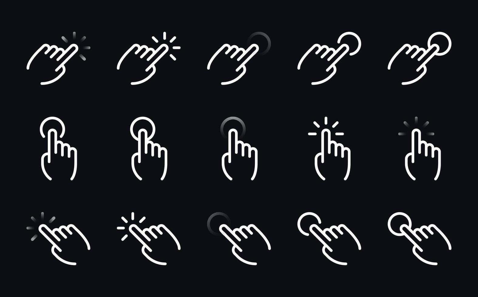 Touchscreen Hand Gestures Icon Set - Interactive Mobile Commands vector