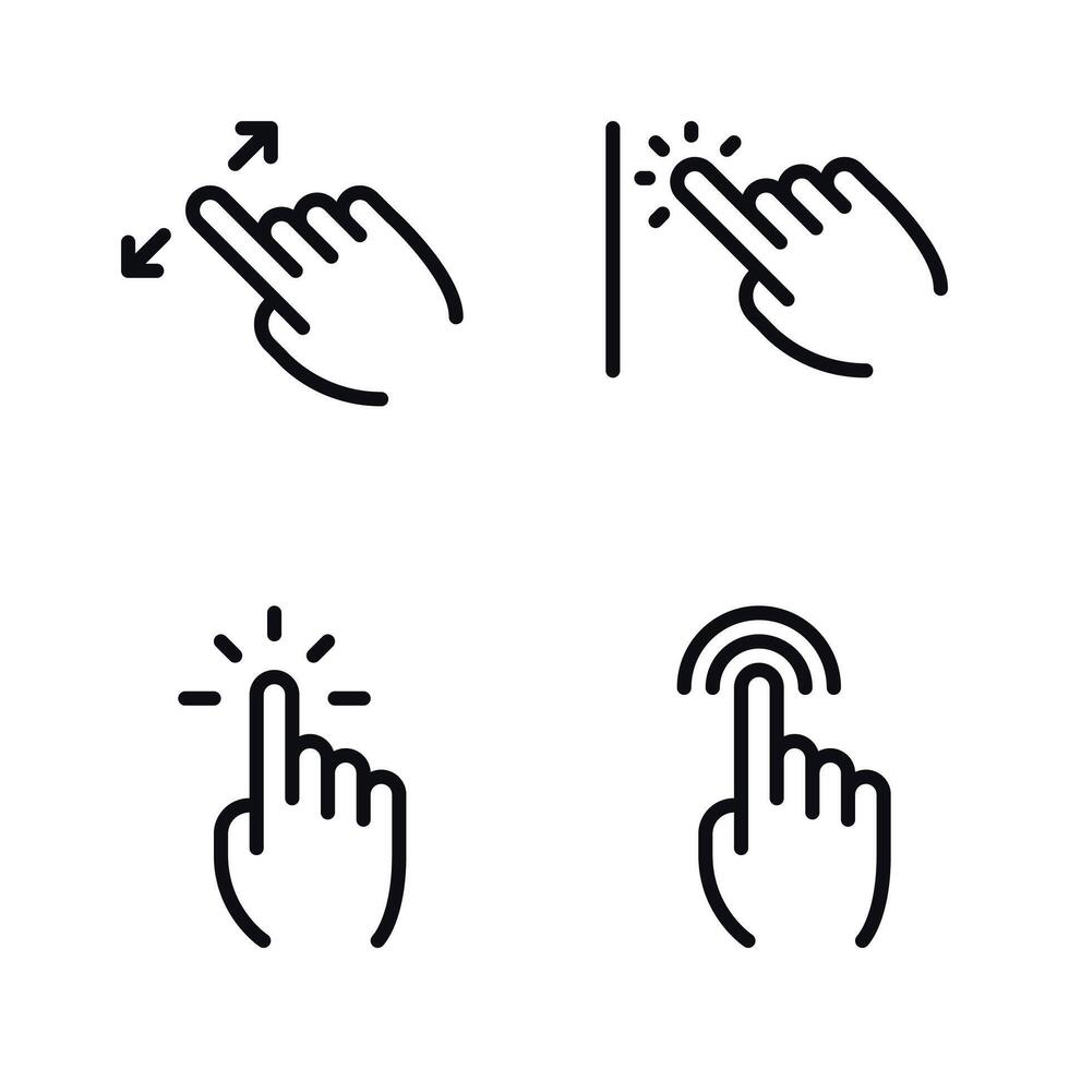Touchscreen Hand Gestures Icon Set - Interactive Mobile Commands vector