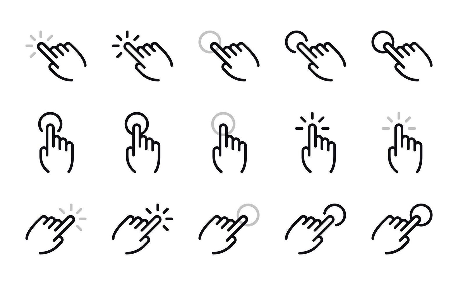 Touchscreen Hand Gestures Icon Set - Interactive Mobile Commands vector