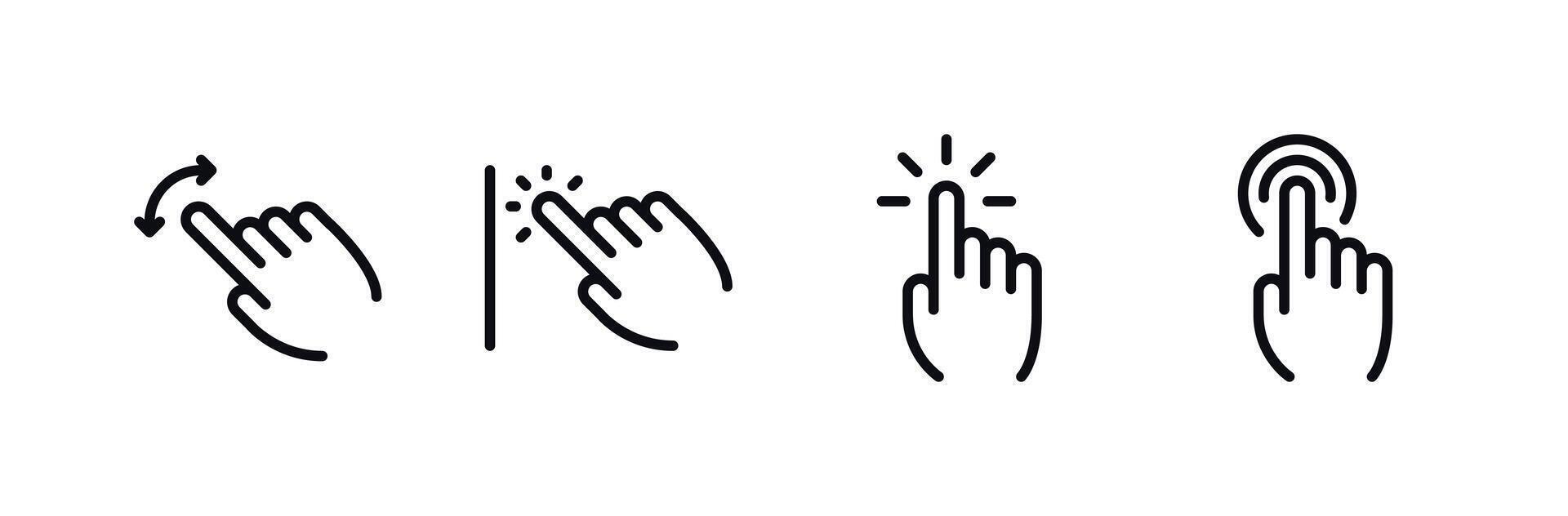 Touchscreen Hand Gestures Icon Set - Interactive Mobile Commands vector