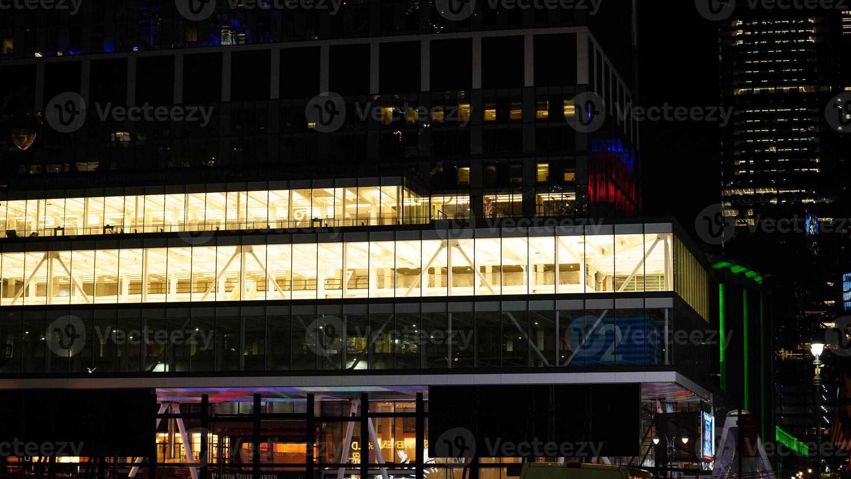 The city night view with the lights on at night photo