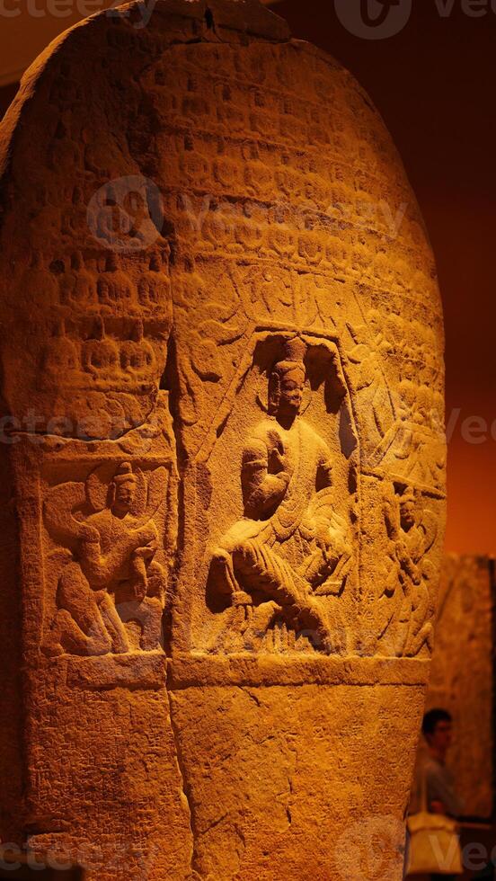 The old sculptures exhibiting in the museum photo