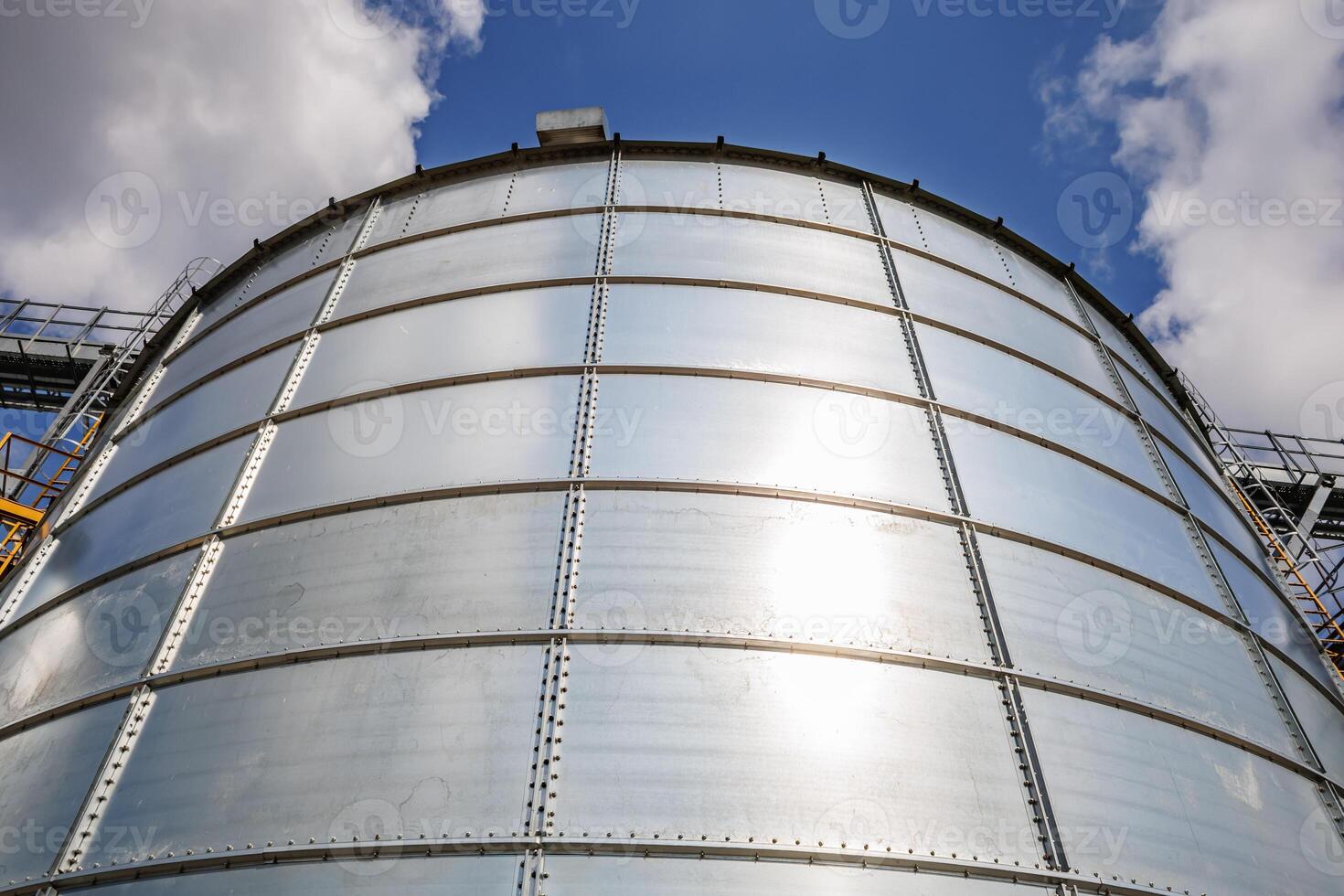 silos on agro-industrial complex with seed cleaning and drying line for grain storage. Granary elevator photo