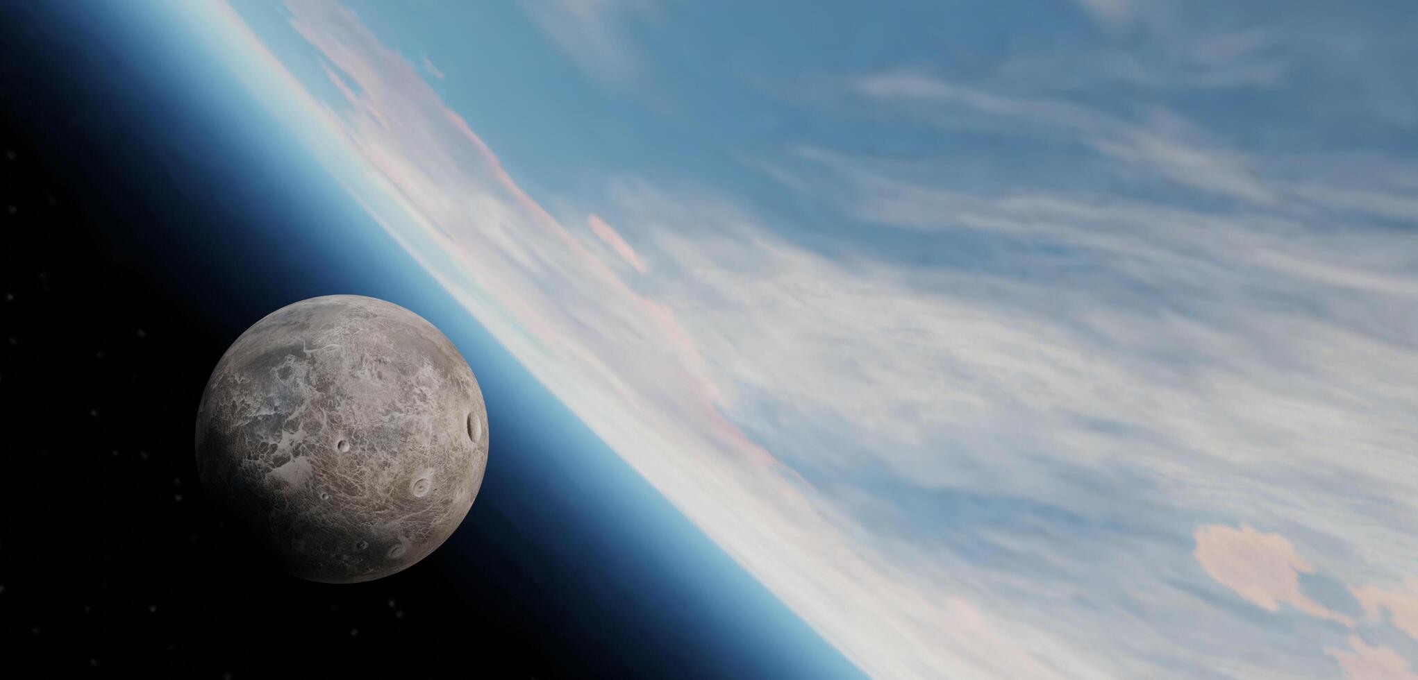 Moon close to Earth Moon and orbit around the earth. Space. 3D illustration. photo