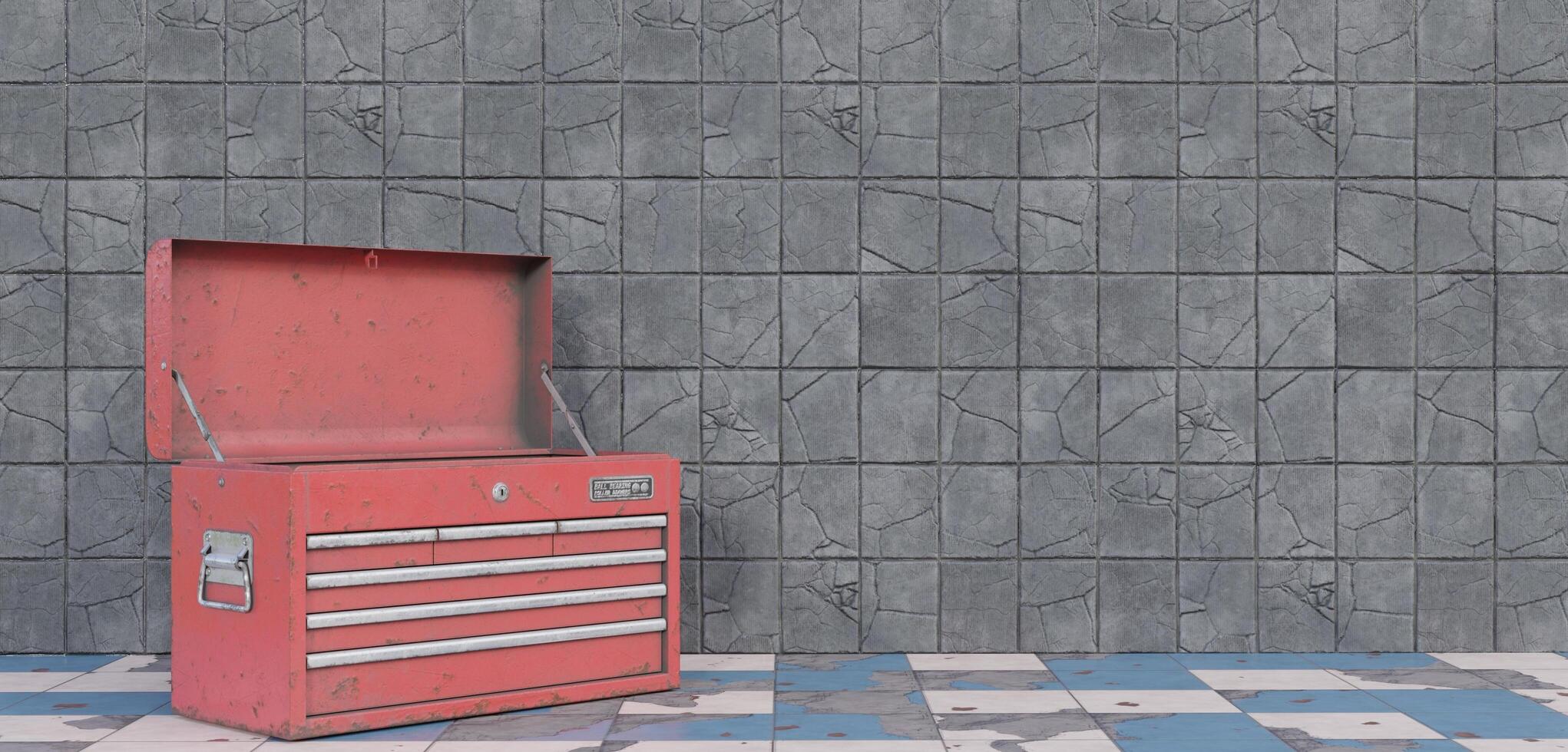 Mechanic tool box, open box, multi purpose box 3D illustration photo