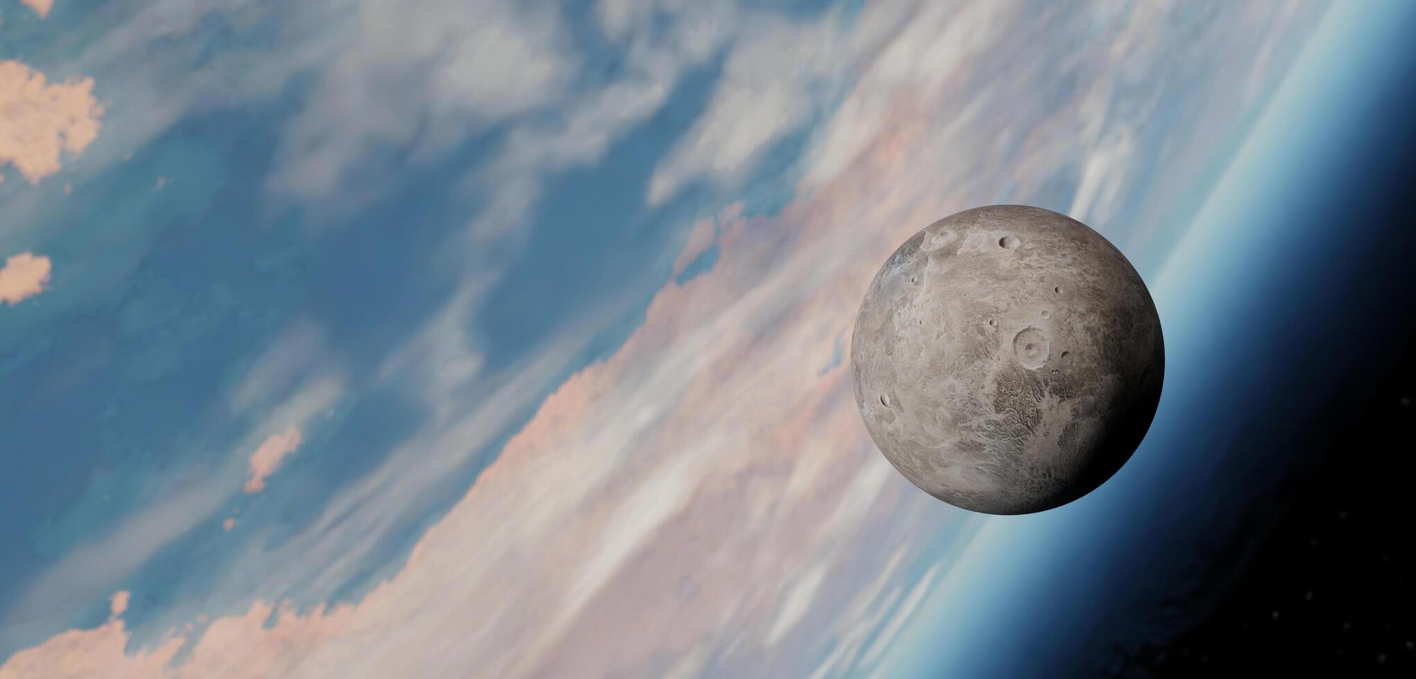 Moon close to Earth Moon and orbit around the earth. Space. 3D illustration. photo