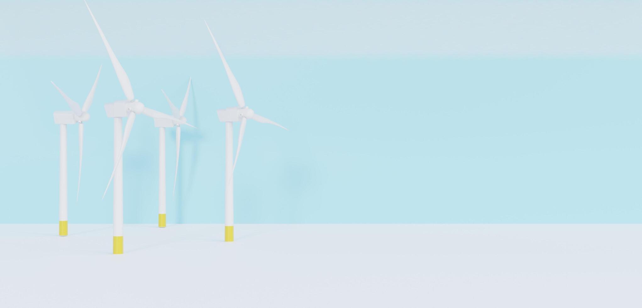 wind turbine, renewable energy, power generation, clean energy, 3d illustration photo