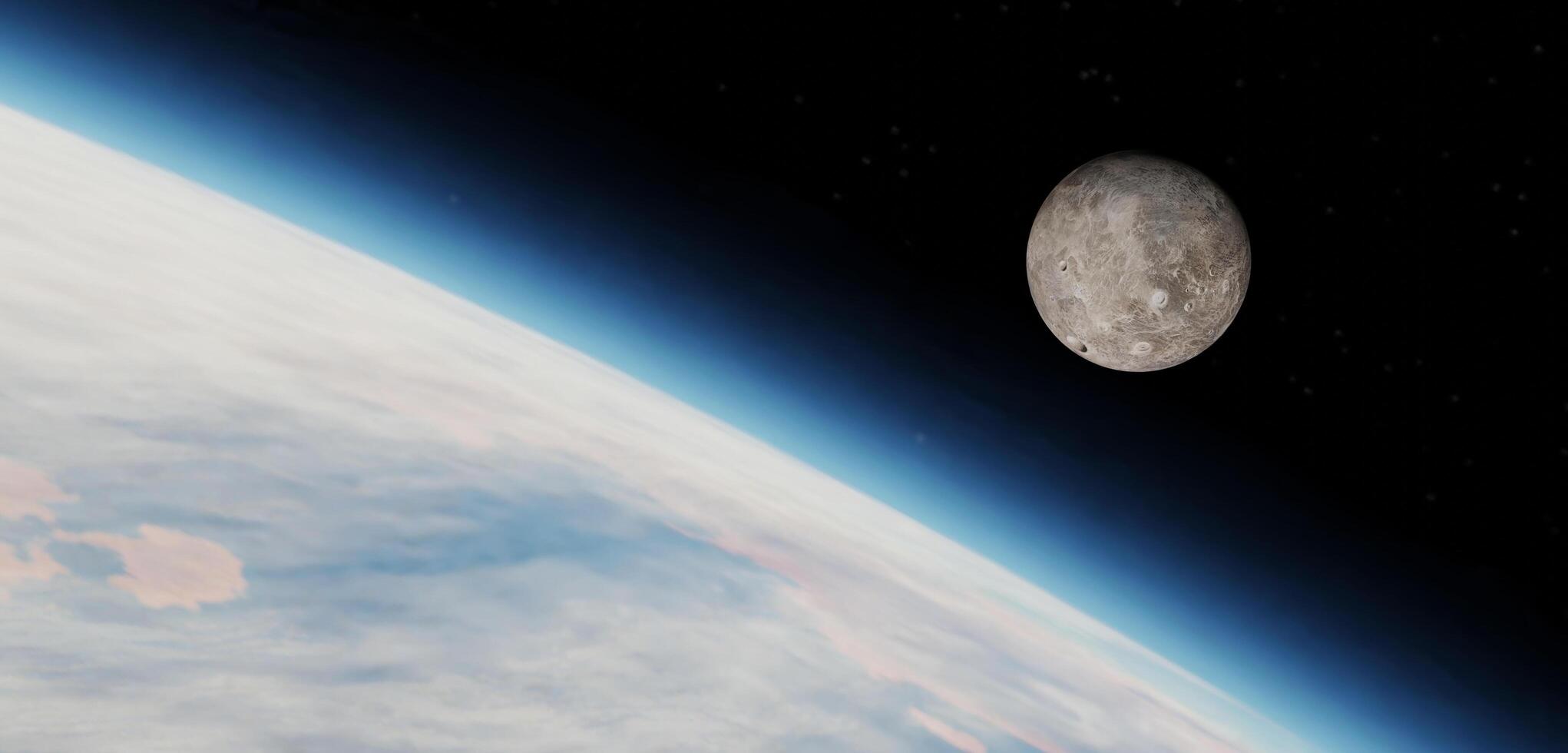 Moon close to Earth Moon and orbit around the earth. Space. 3D illustration. photo