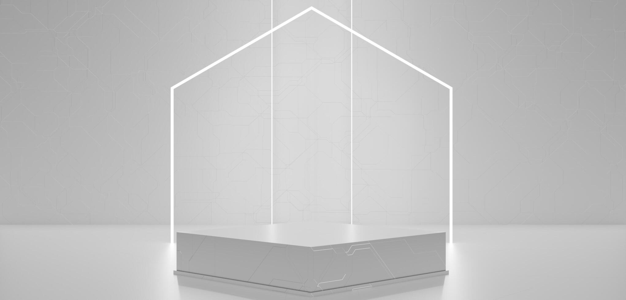 technology stage Square base, sci-fi stand, display, showroom, 3D illustration photo