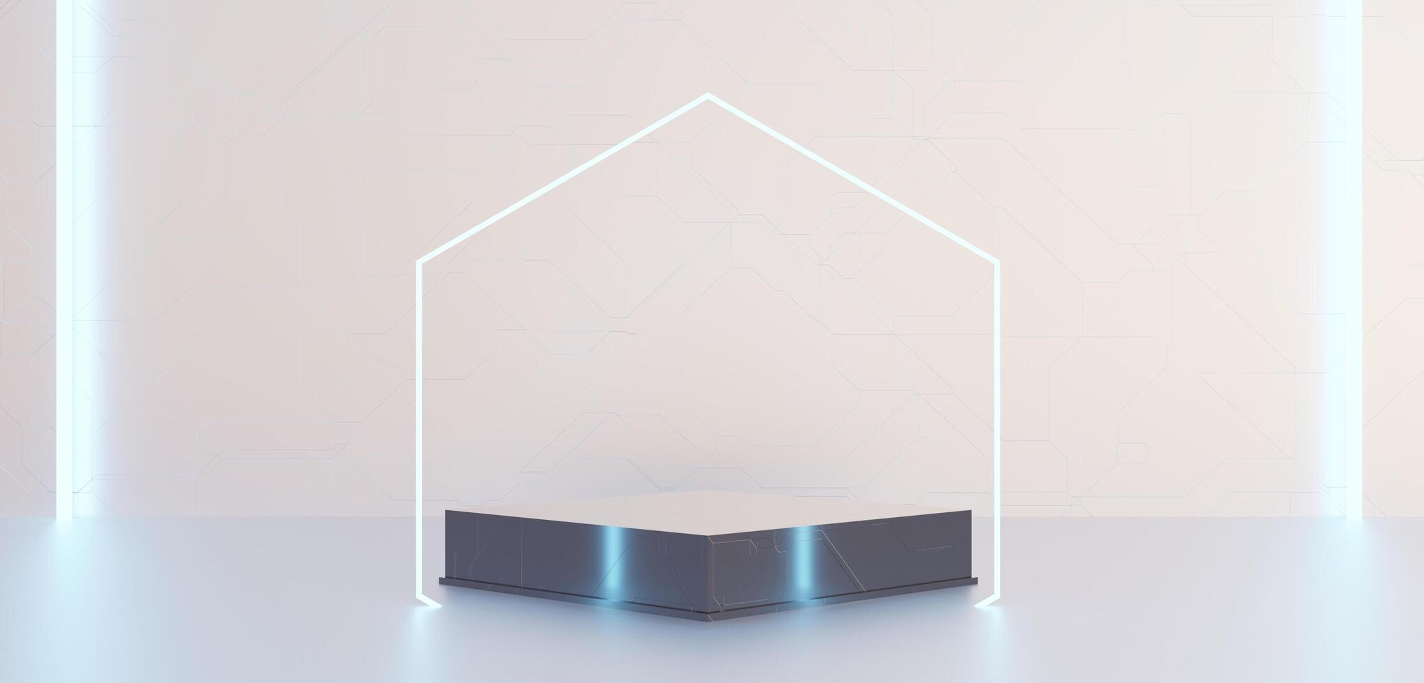 technology stage Square base, sci-fi stand, display, showroom, 3D illustration photo
