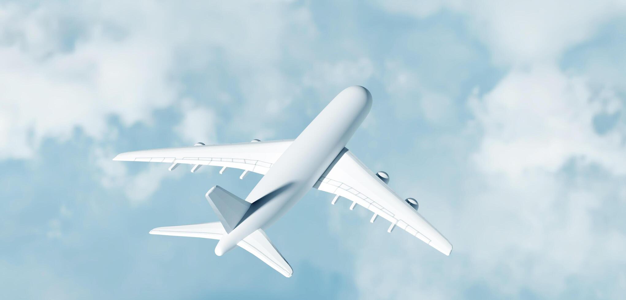 commercial airplane Airplane flying above the clouds 3D illustration photo