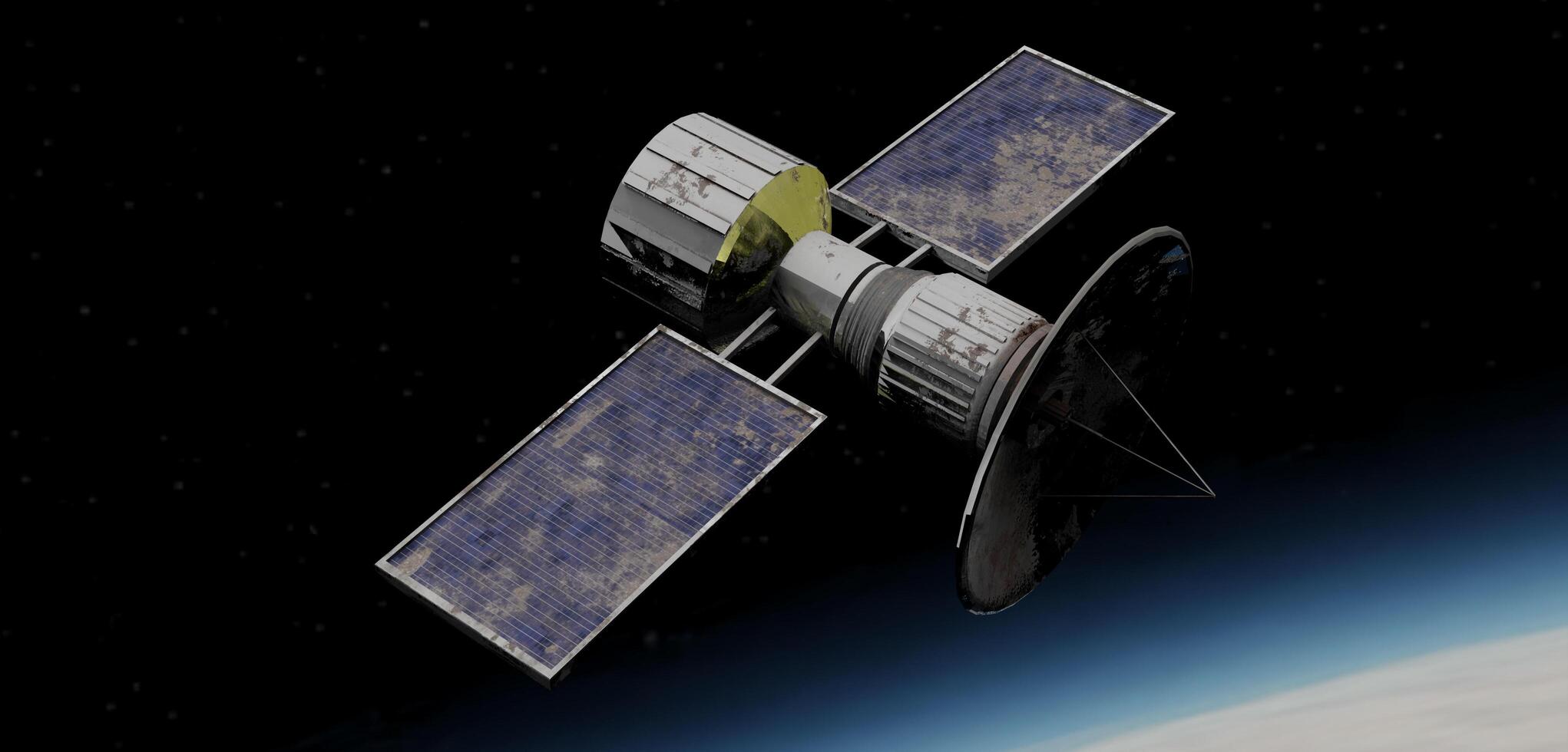 satellites, extraterrestrial orbits, communications satellites floating in the atmosphere 3D illustration, photo