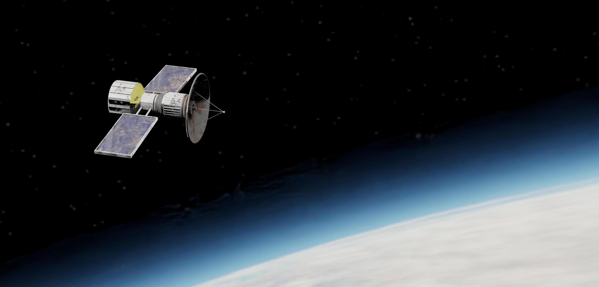 satellites, extraterrestrial orbits, communications satellites floating in the atmosphere 3D illustration, photo
