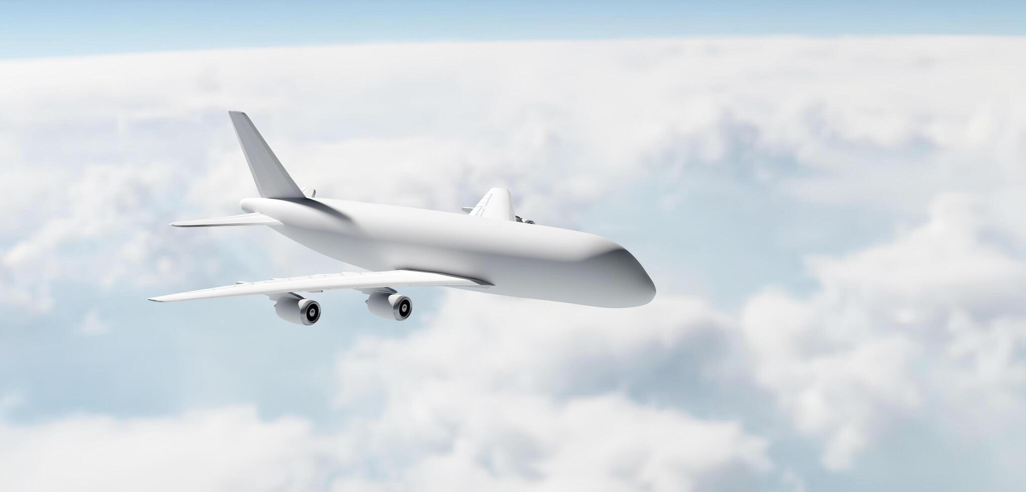 commercial airplane Airplane flying above the clouds 3D illustration photo