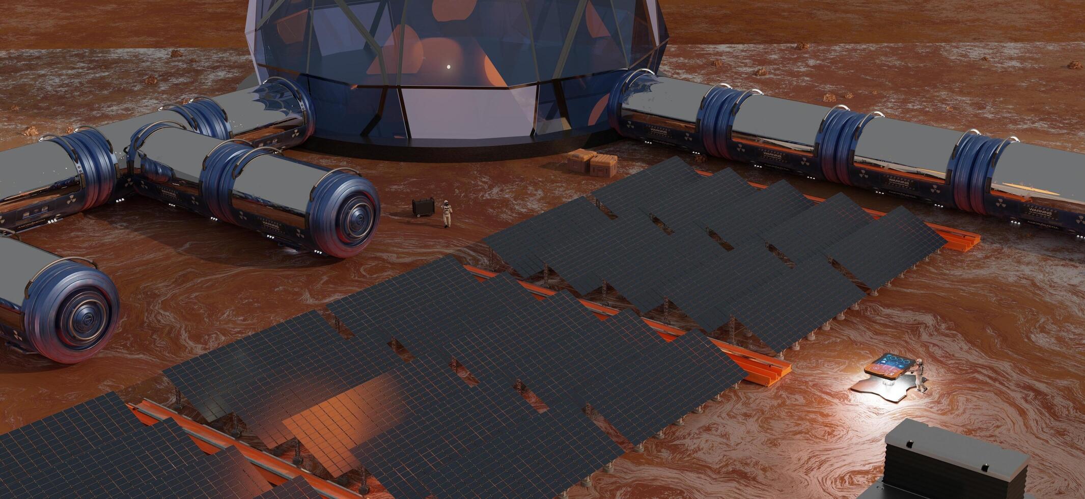 Settlement on Mars Creating extraterrestrial energy 3D illustration photo
