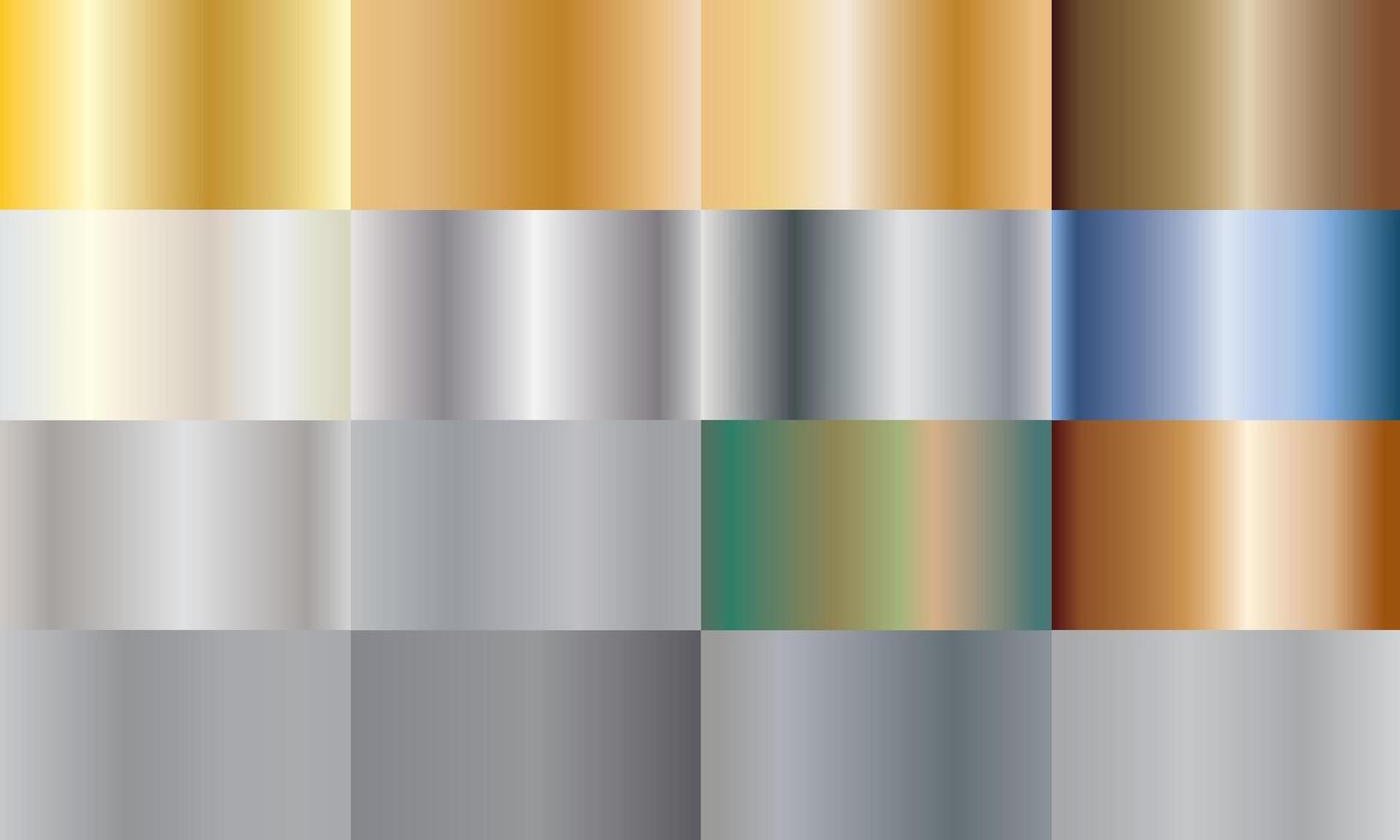 Collection of Gradien Metal Colors, Metal Gradient , Metal Gradients, Golden Metal Gradients, Metallic Gradient vector