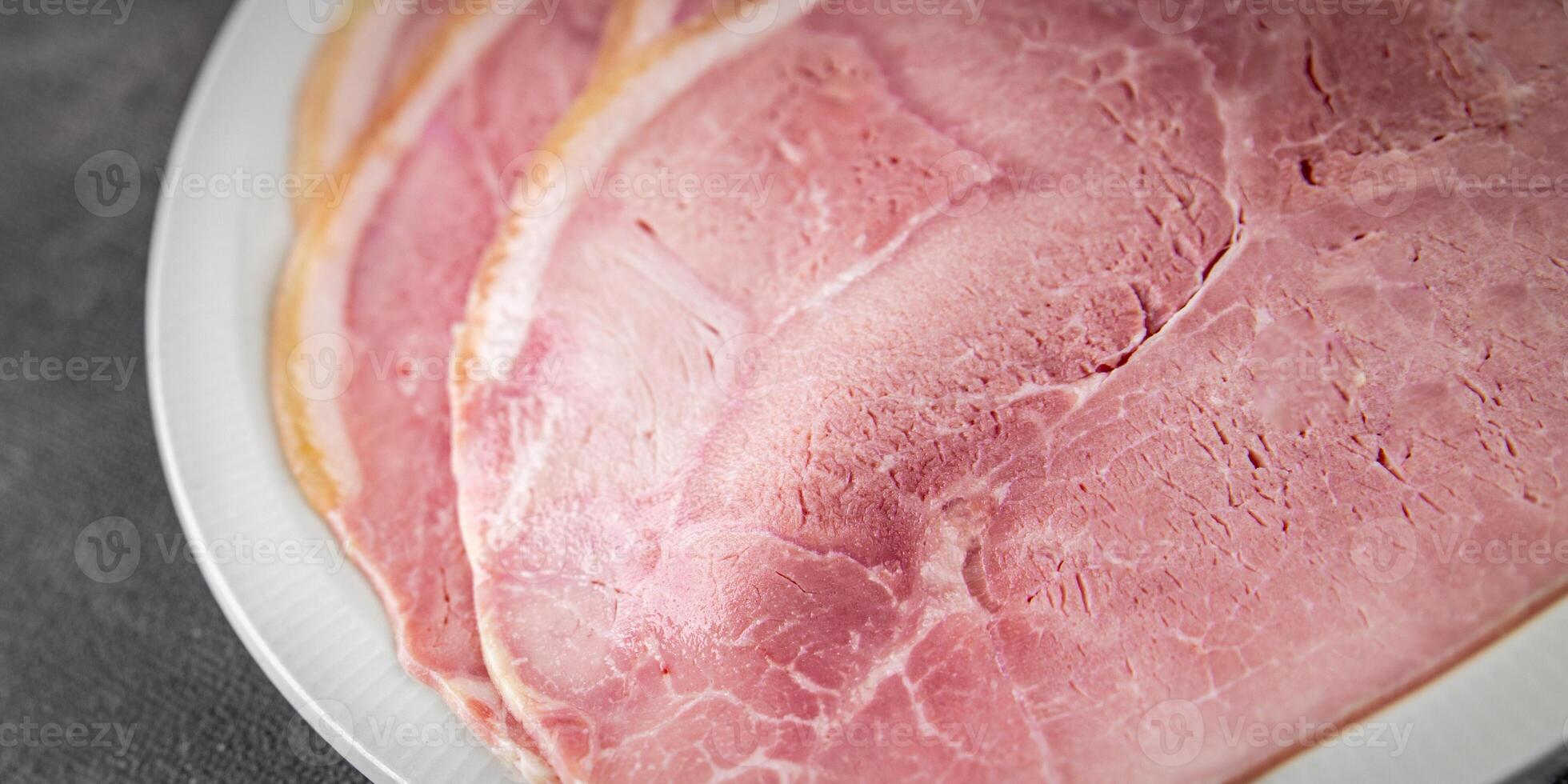 ham slice pork meat natural food fresh appetizer meal food snack on the table copy space food background rustic top view photo