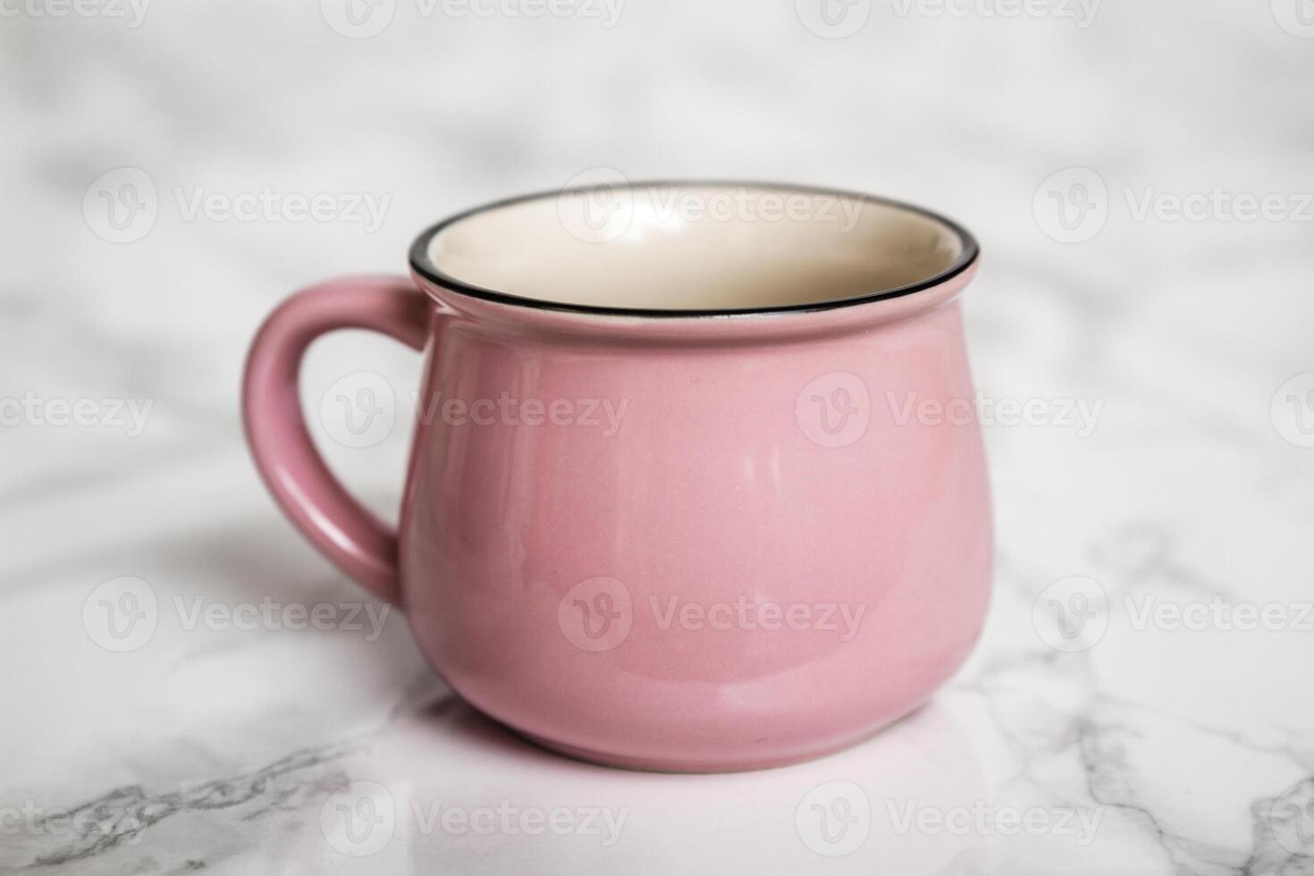Enamel Inspired Pink Ceramic Mug, Kitchenware, Vintage Design photo